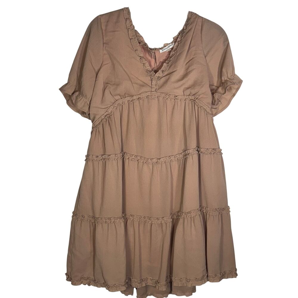 Newbury Kustom Blush Pink Tiered Ruffle Babydoll Mini Dress Women's L